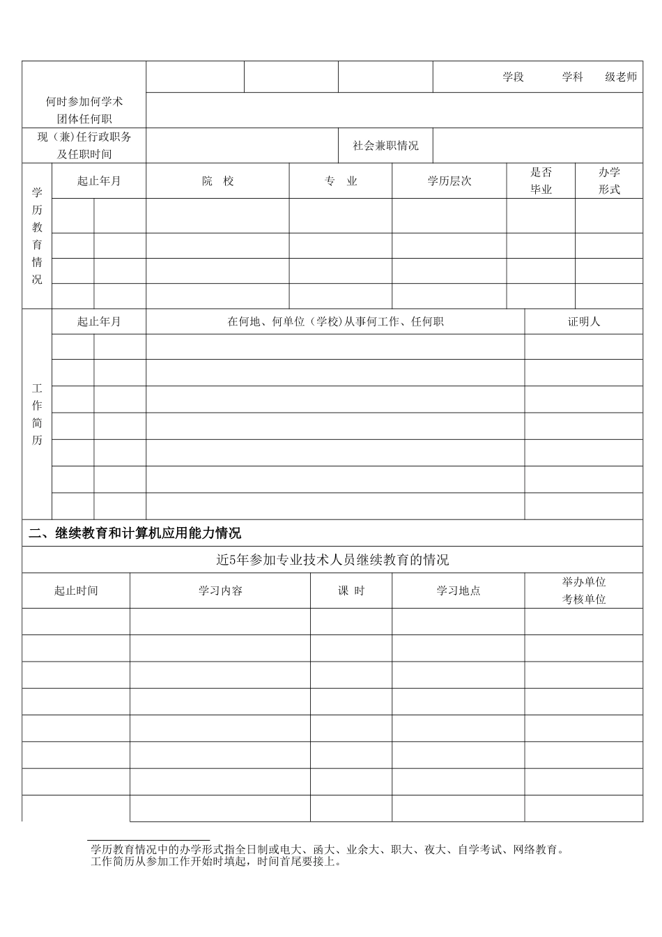 中小学教师职称申报高级教师申报表_第2页