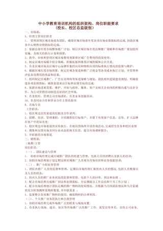 中小学教育培训机构的组织架构、岗位职能要求-