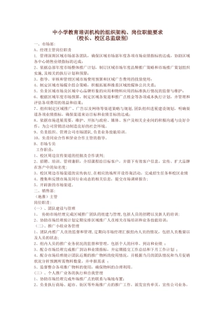 中小学教育培训机构的组织架构、岗位职能要求