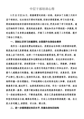 中层干部培训心得