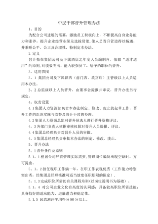 中层干部晋升管理办法
