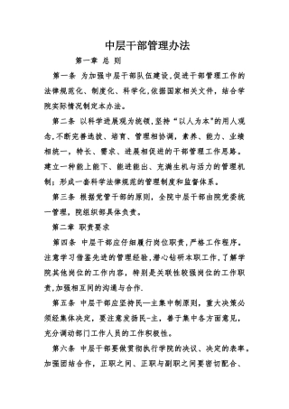 中层干部管理办法