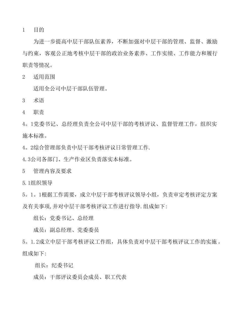 中层干部考核管理标准_第1页