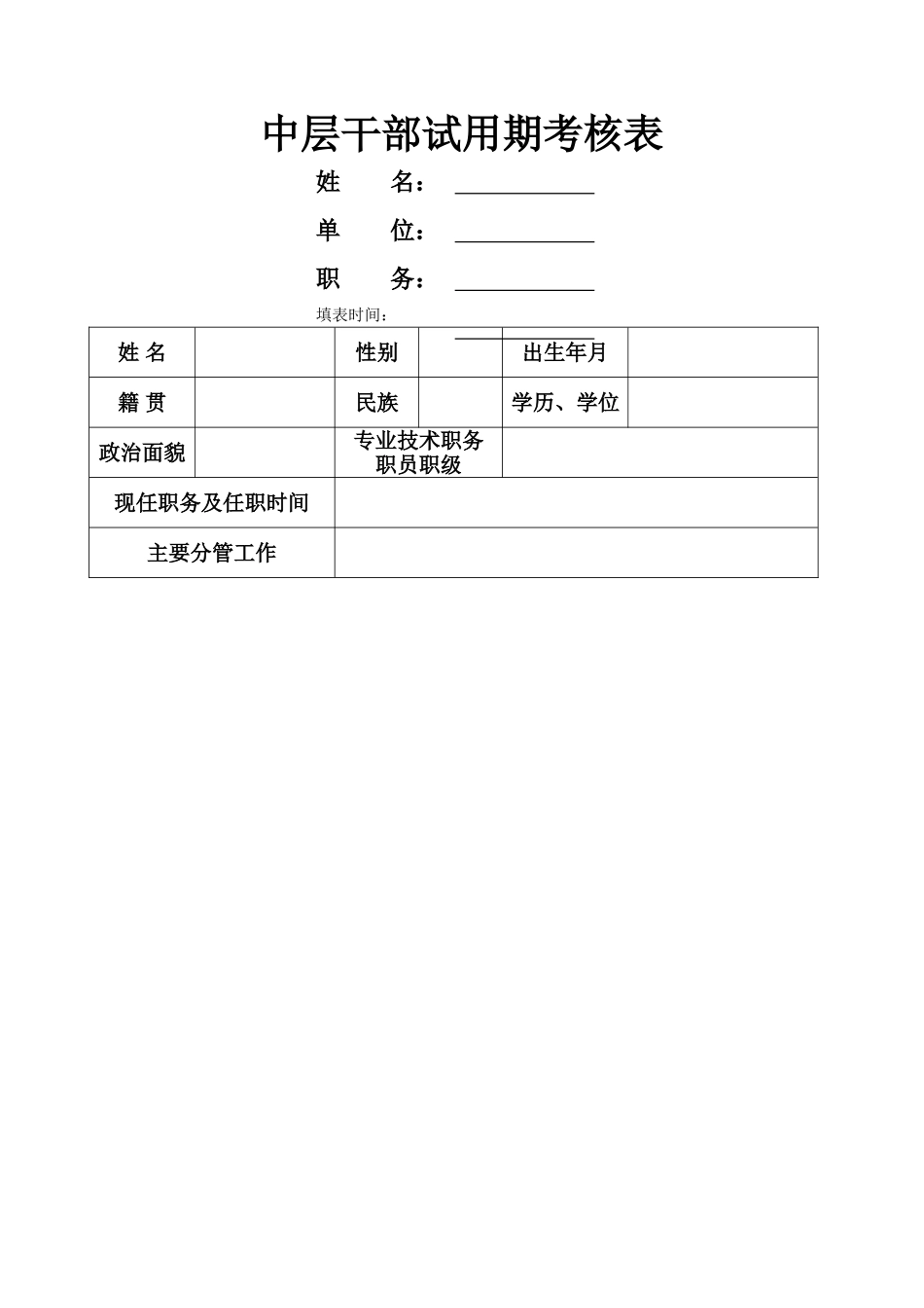 中层干部试用期考核表_第1页