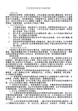 中层管理者培训方案
