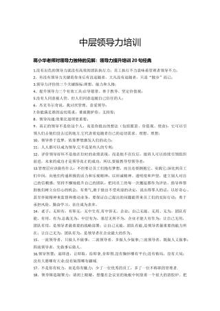 中层领导力培训资料