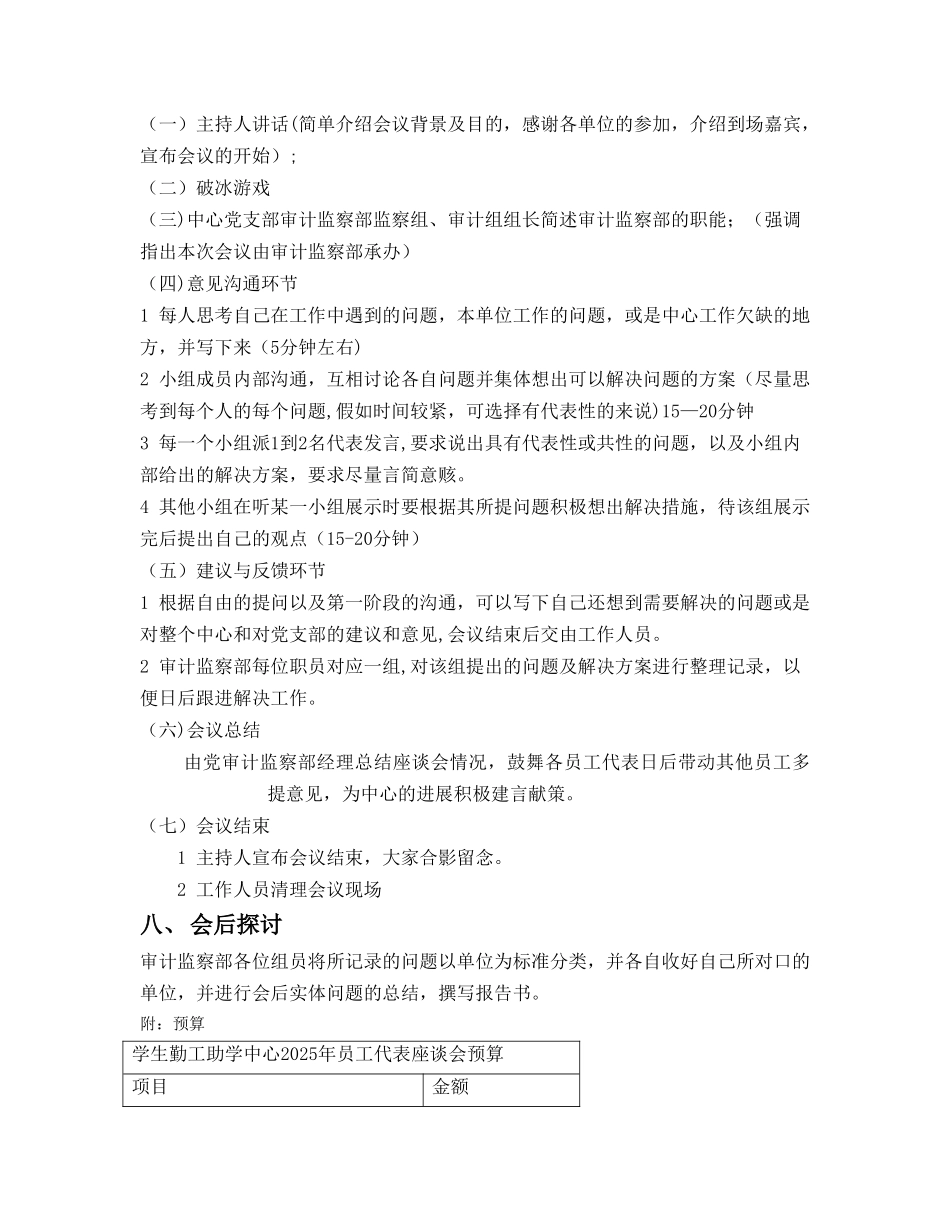 中心2025年员工代表座谈会策划书_第2页