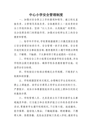 中心小学各种安全制度