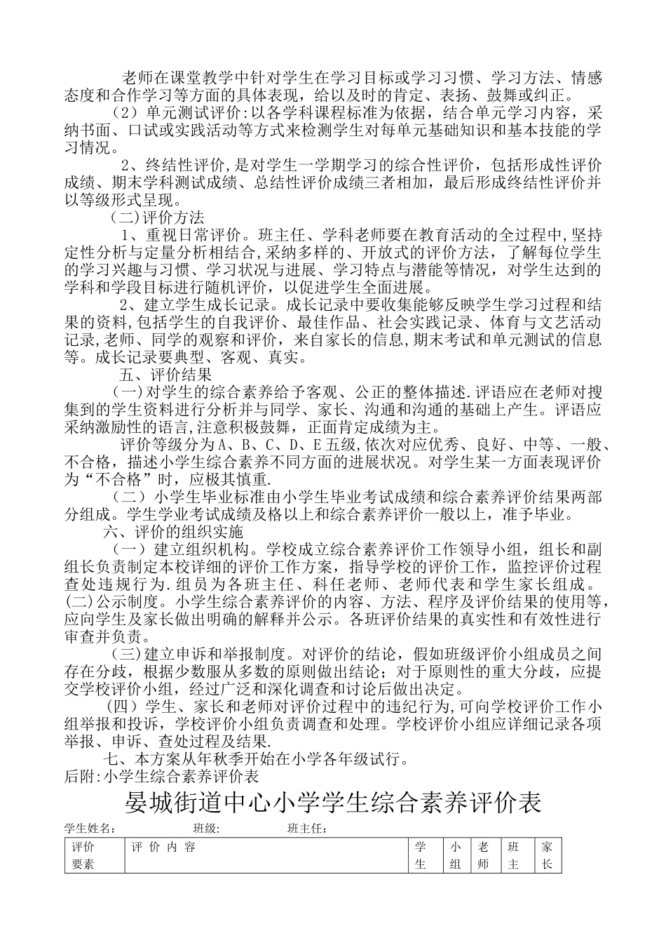 中心小学学生综合素质评价方案及评价表_第3页
