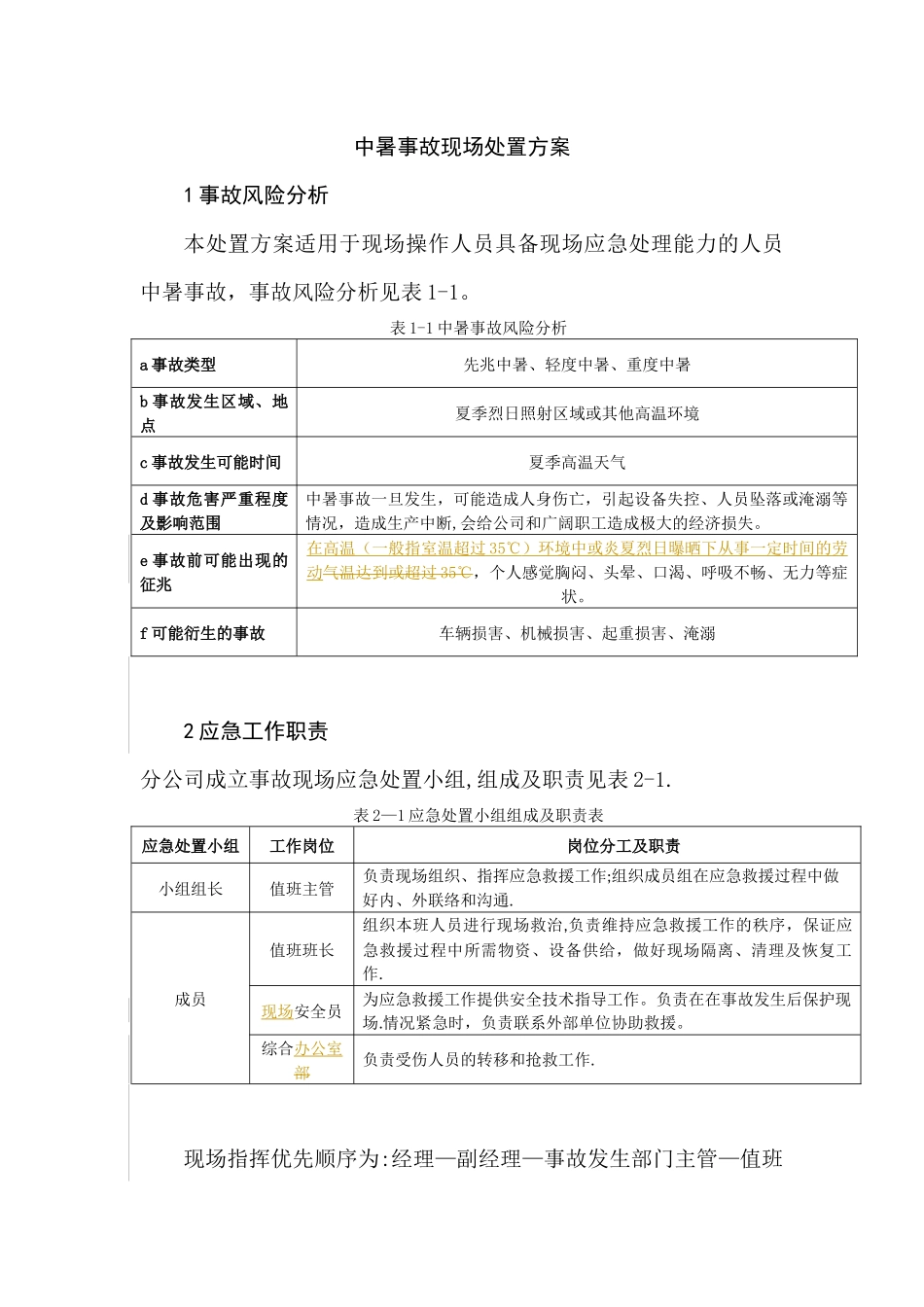 中暑现场处置方案_第1页