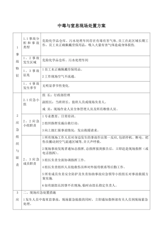 中毒与窒息现场处置方案