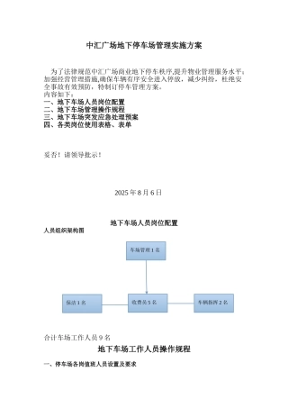 中汇广场商务地下停车场管理方案