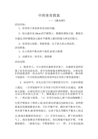 中班平衡游戏《独木桥》