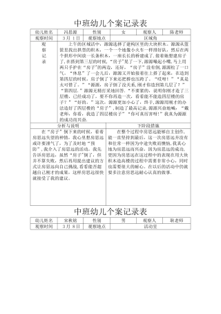 中班观察记录表