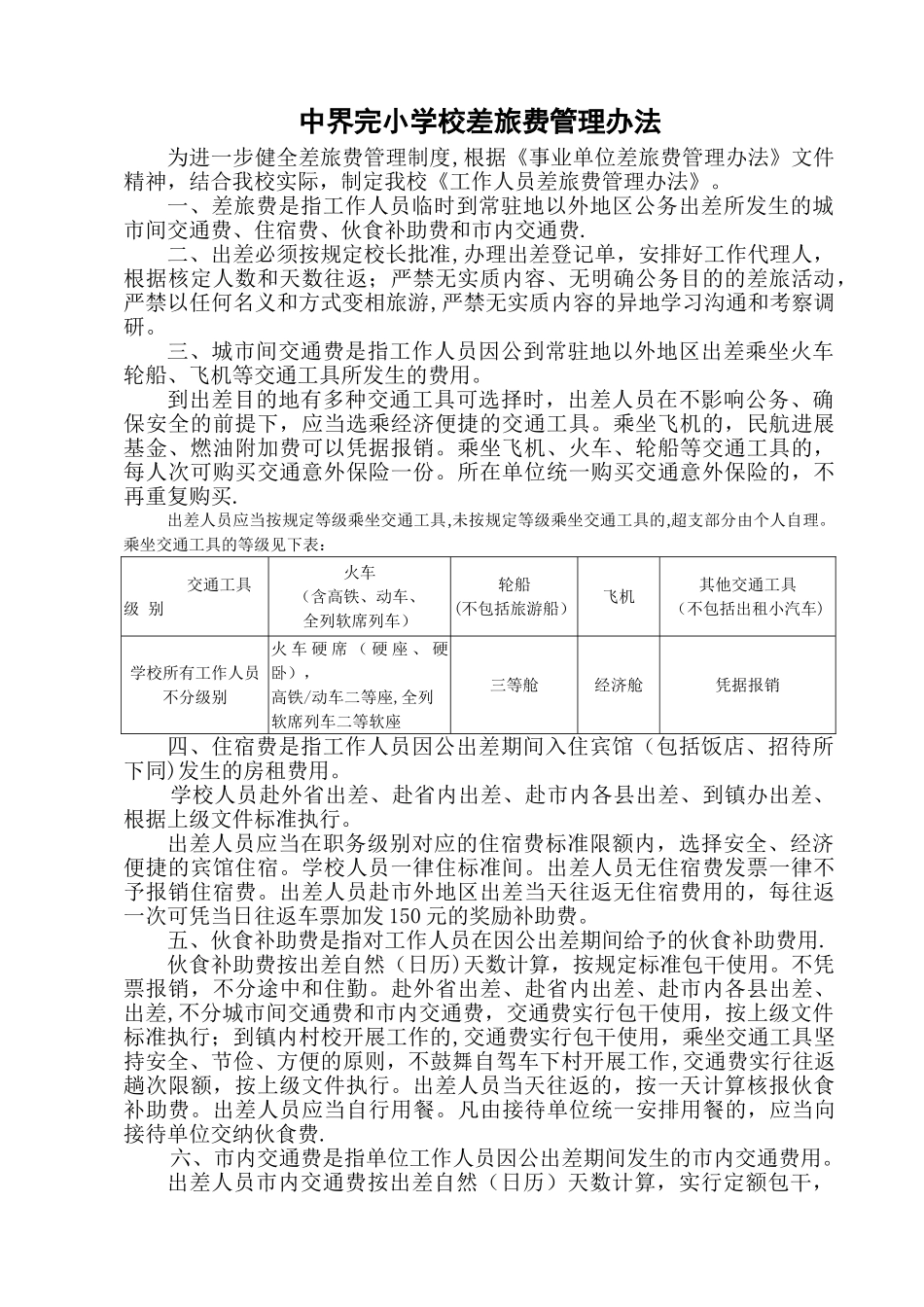 中界完小学校差旅费管理办法_第1页