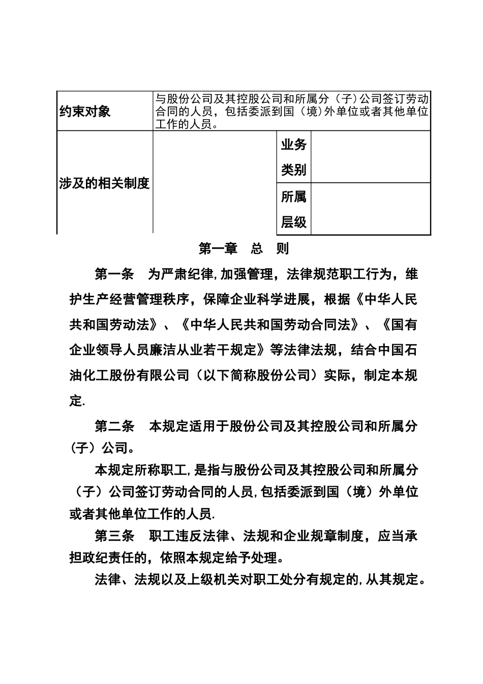 中石化《职工违规违纪行为处分规定》2025.5.8_第2页