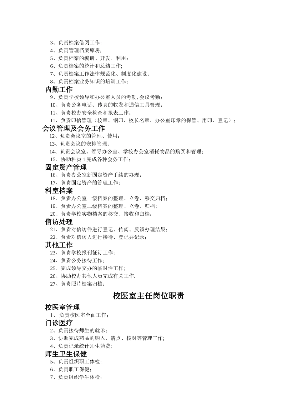 中等职业学校办公室工作职责及岗位职责_第3页