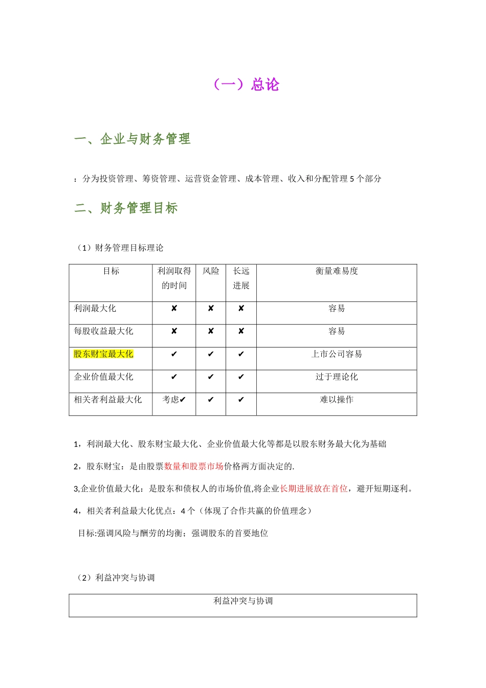 中级会计职称—财务管理知识点归纳总结_第1页