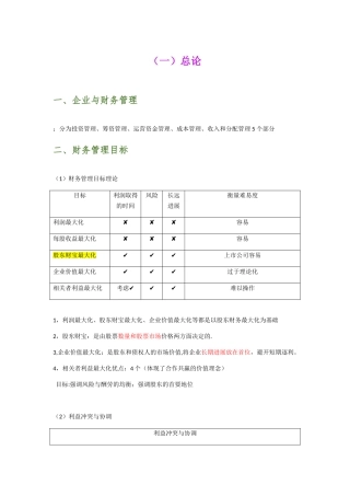 中级会计职称—财务管理知识点归纳总结