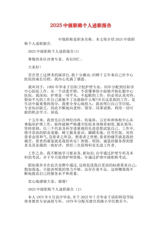 中级职称个人述职报告
