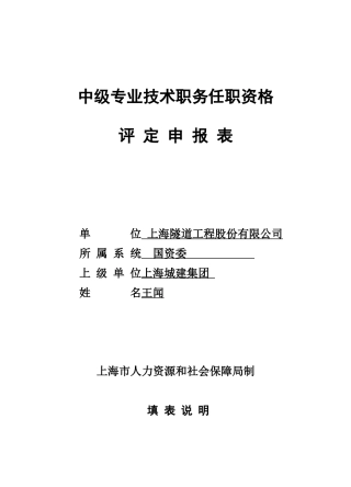 中级职称评定申报表