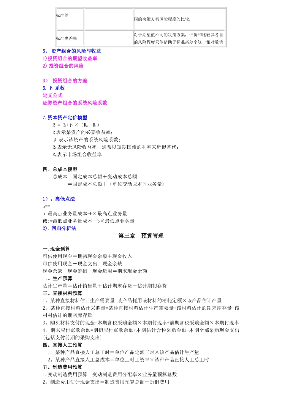 中级财务管理公式大全75969_第3页