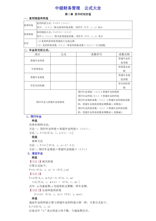 中级财务管理公式大全24524