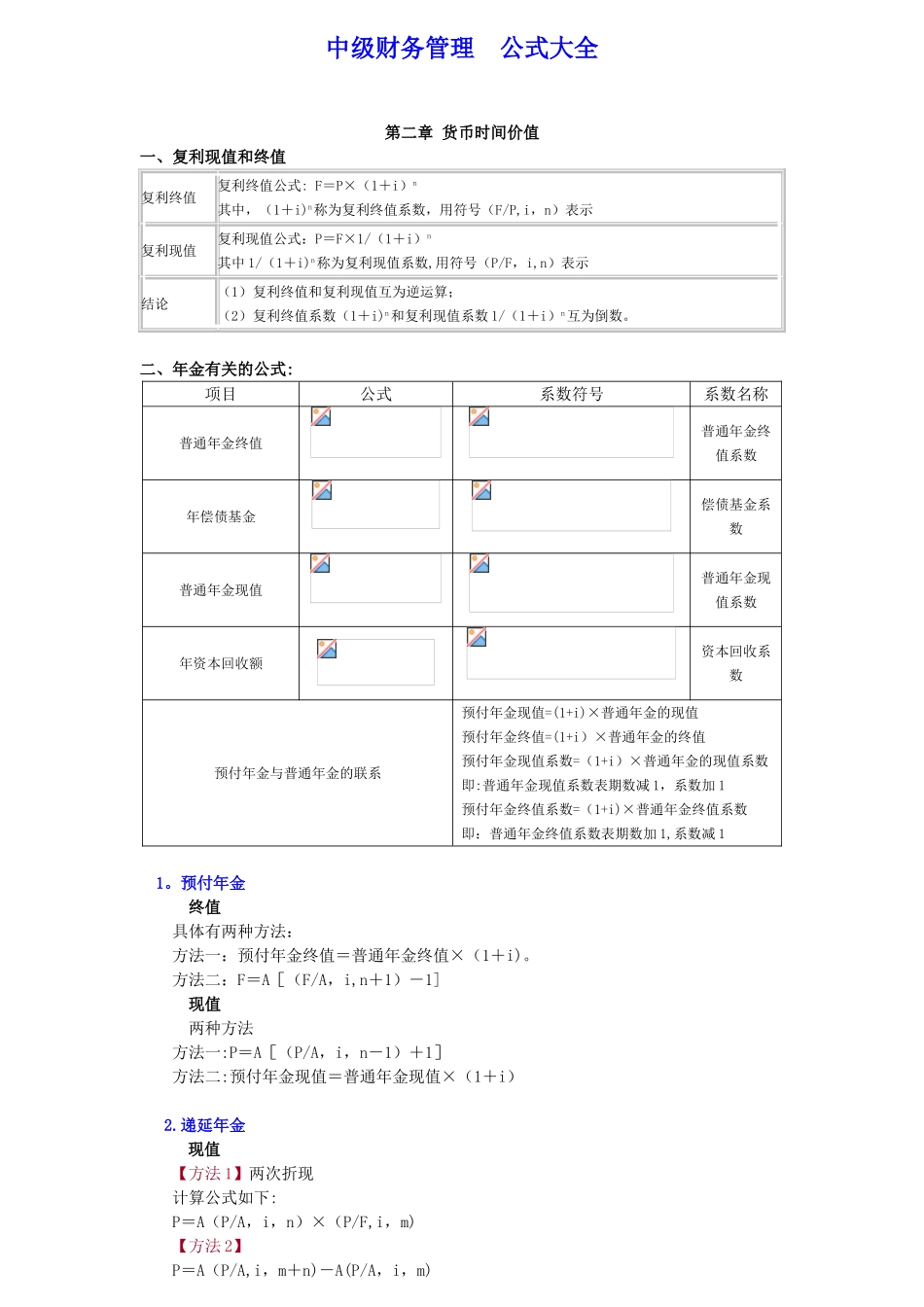 中级财务管理公式大全24576_第1页