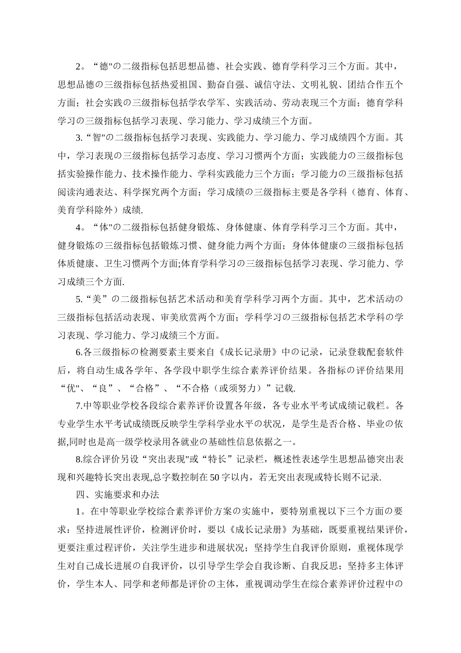 中职学校学生综合素质评价方案_第2页