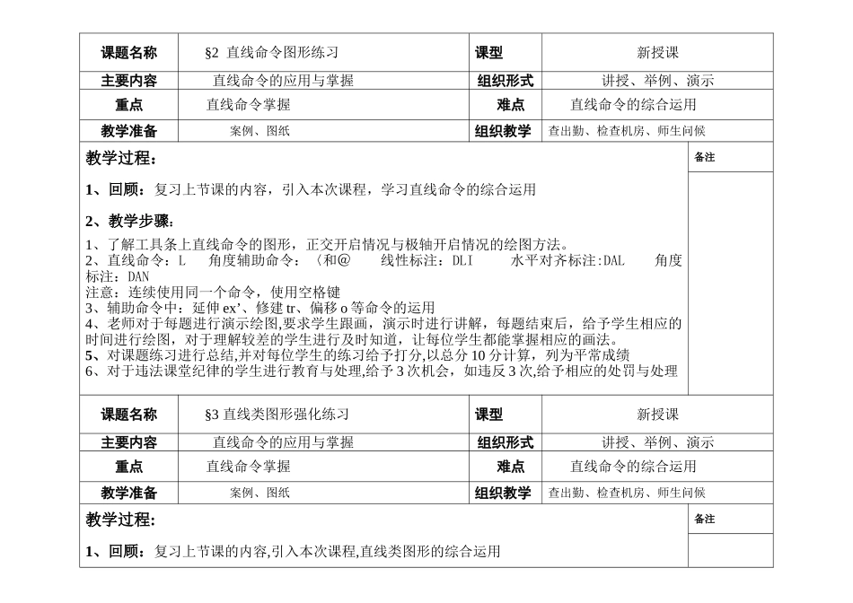 中职机械类cad教学电子教案_第2页