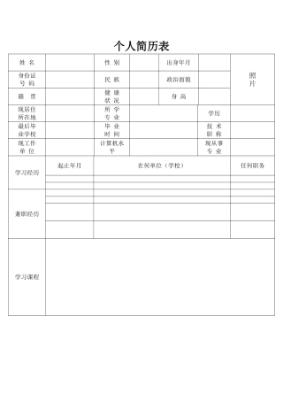 中职生个人简历表