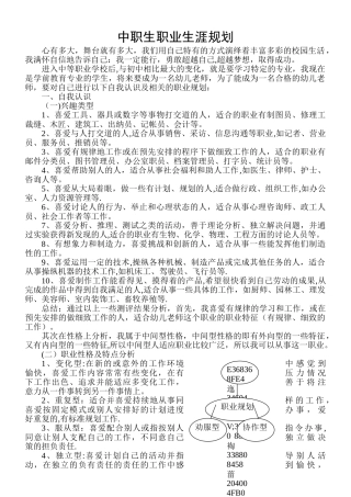 中职生职业生涯规划
