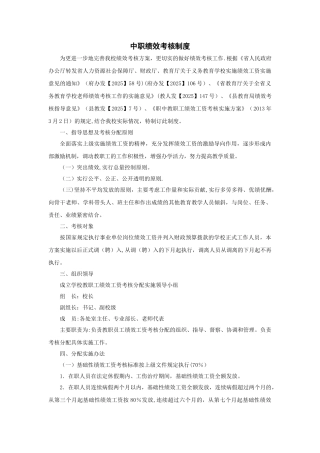 中职绩效考核制度