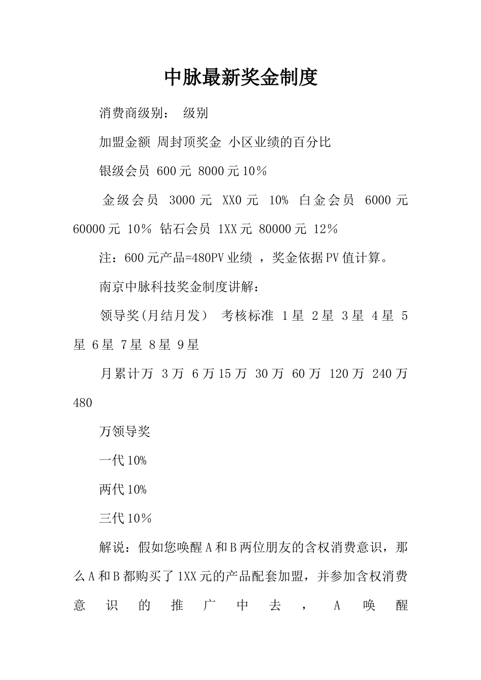 中脉最新奖金制度_第1页