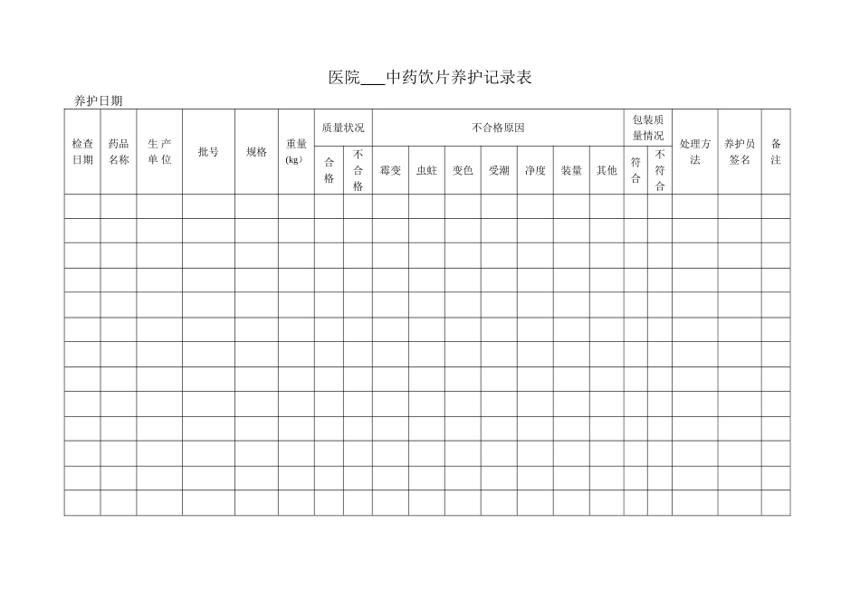 中药养护记录表_第1页