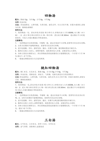 中药配方及功效