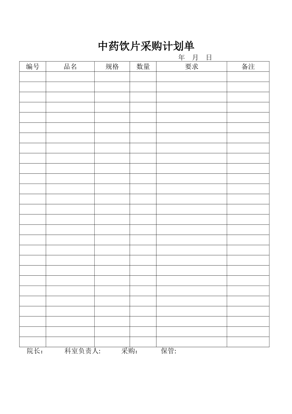 中药饮片采购计划单_第1页
