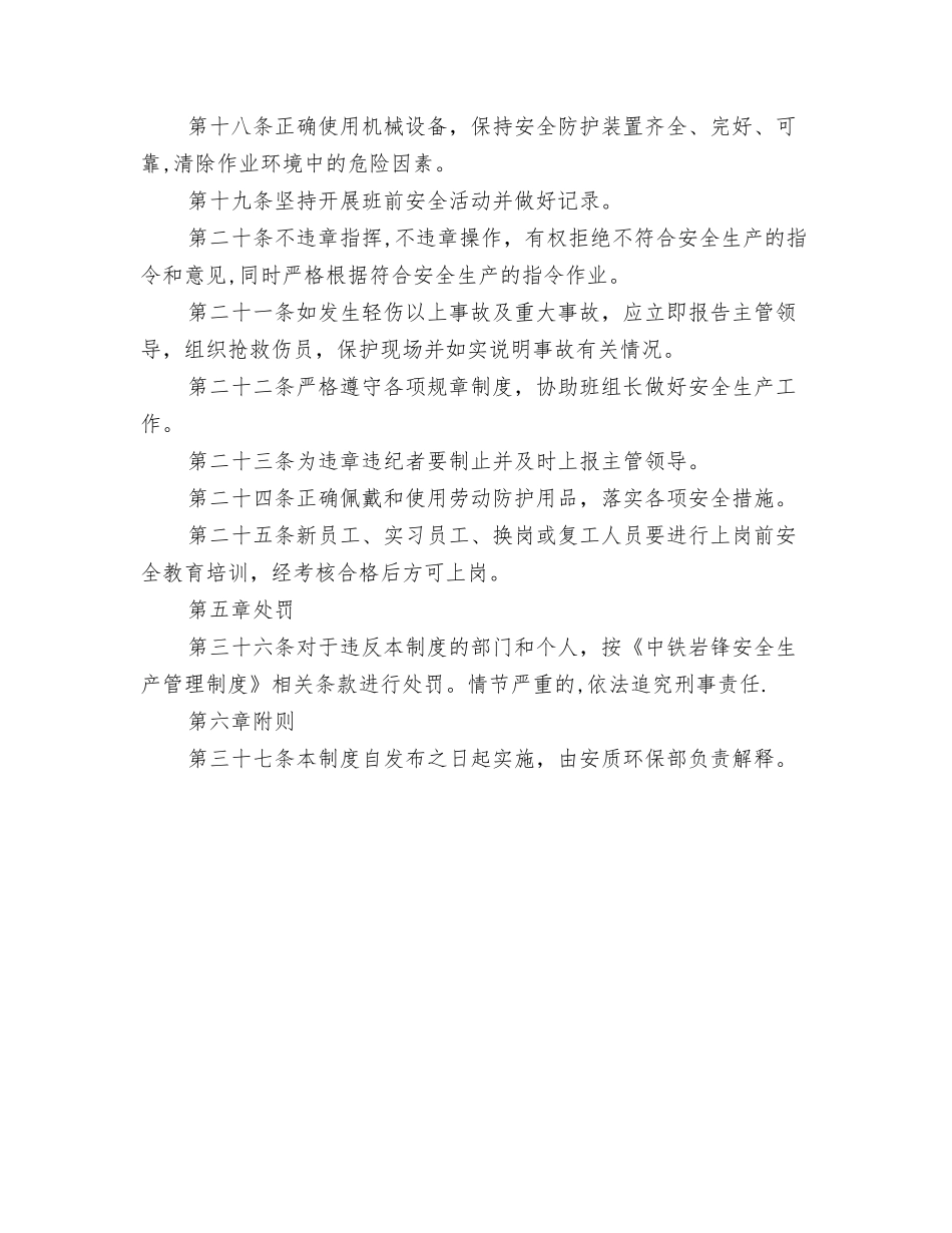 中铁岩锋现场安全管理和岗位安全生产标准化操作制度_第3页