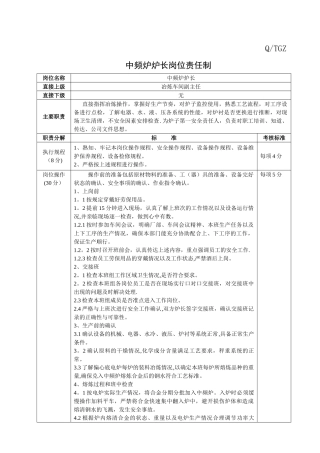 中频炉炉长岗位责任制