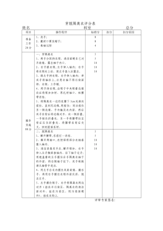 临床三基技能操作考核评分标准百分志