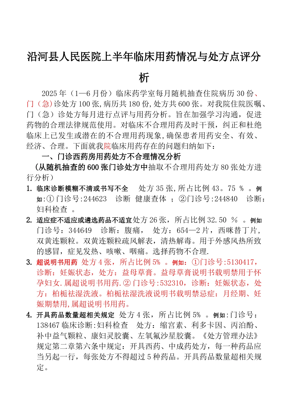临床不合理用药与处方点评分析小结_第1页
