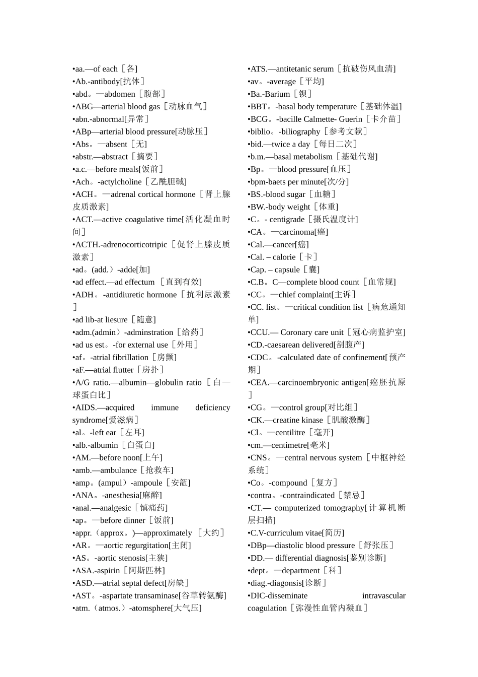 临床常用英文缩写68727_第1页