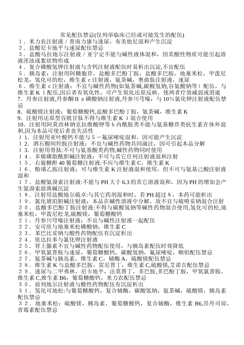 临床常用药物配伍禁忌_第1页