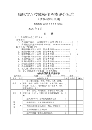 临床技能操作考核评分标准
