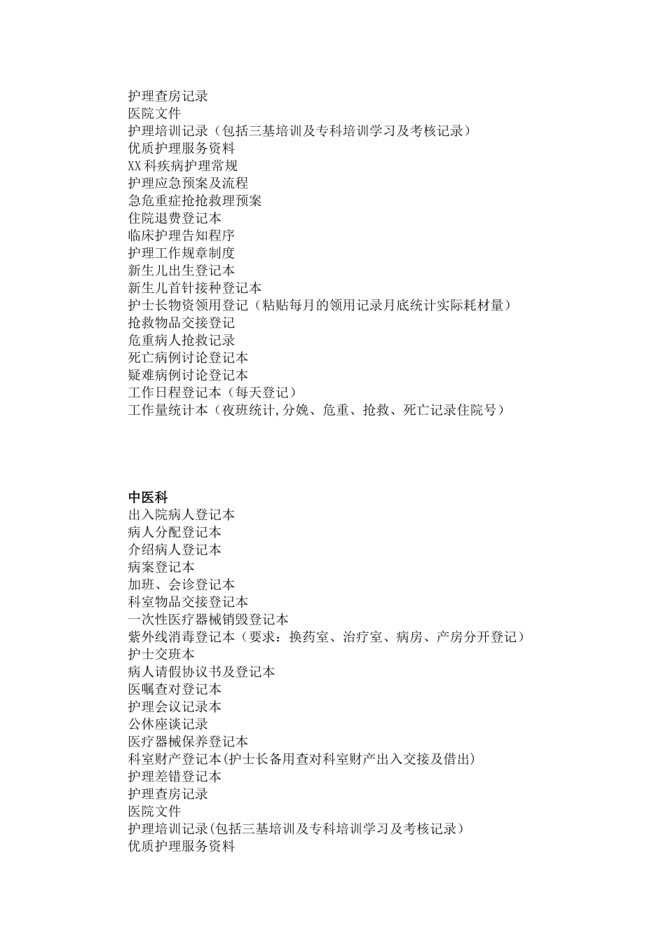临床科室所备制度及各种登记本_第3页