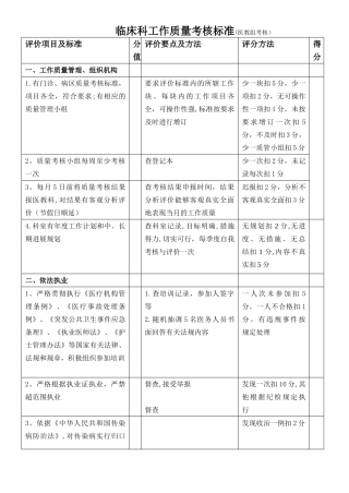 临床科室考核标准