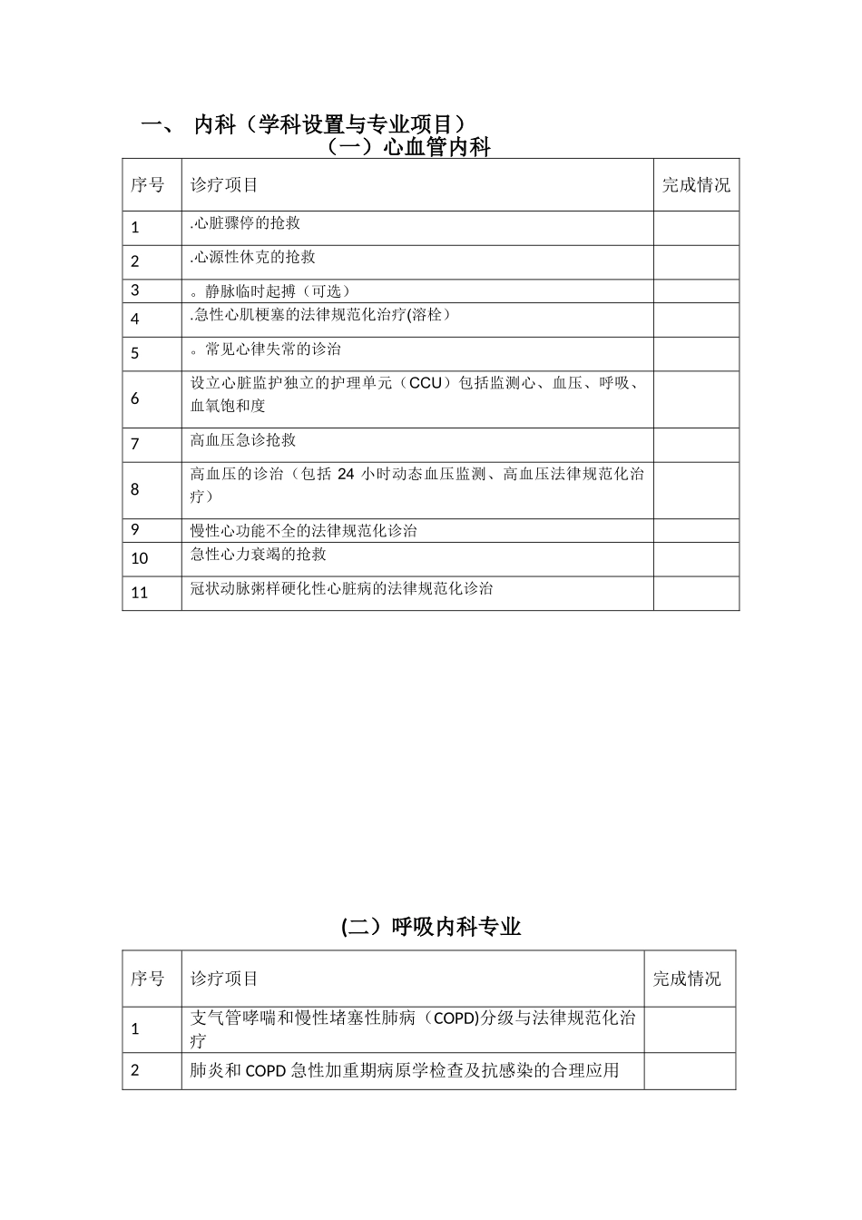 临床科室诊疗项目模板_第2页
