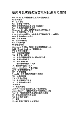 临床英缩写及简写