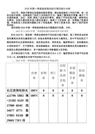 临床路径季度分析报告