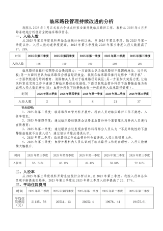 临床路径持续改进分析材料